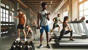 A group of people working out together in a gym